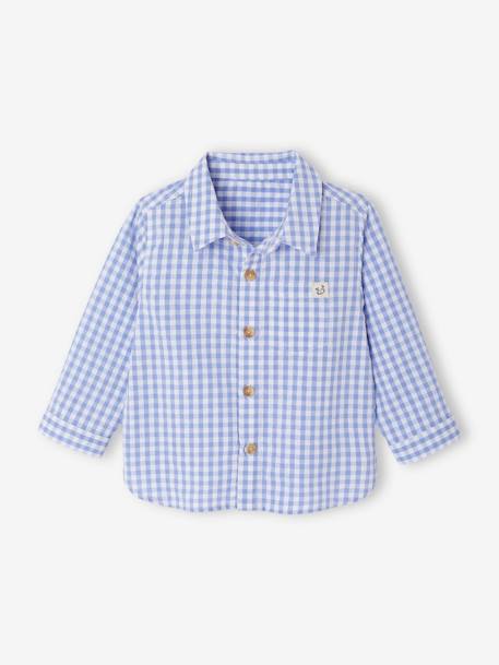 Gingham Seersucker Shirt for Babies chequered blue 