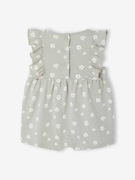 Frill-Sleeved Playsuit for Babies, Basics grey green+rose 