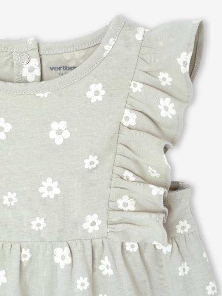 Frill-Sleeved Playsuit for Babies, Basics grey green+rose 