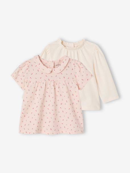 Pack of 2 baby T-shirts pale pink 