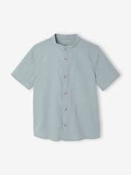 Boys-Linen Shirt with Mandarin Collar for Boys