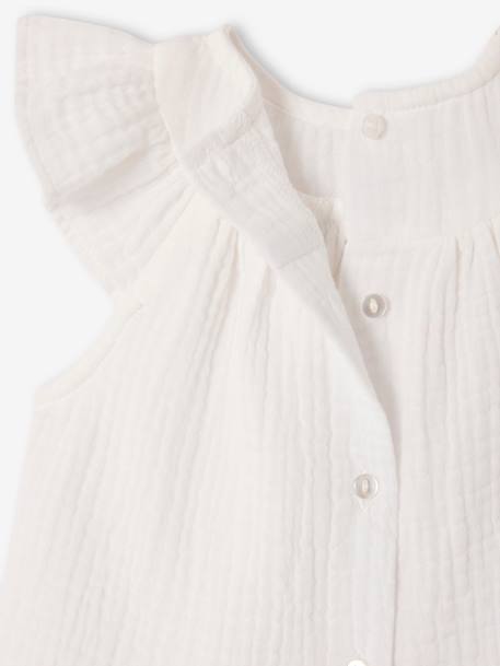 Plain baby blouse with short frilled sleeves ecru 