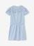 Girls' dress with English embroidery details pale blue 