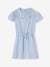 Girls' dress with English embroidery details pale blue 