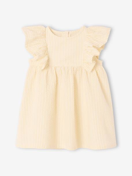 Dress in Seersucker for Babies striped yellow+vanilla 