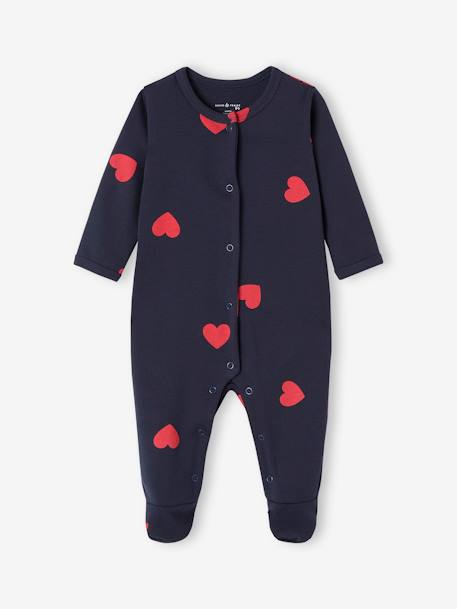 Velour Sleepsuit, 'Mon coeur' by ENVIE DE FRAISE navy blue 