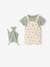 3-Piece Gift Set: T-Shirt + Dungarees + Comforter for Babies sage green+striped blue 