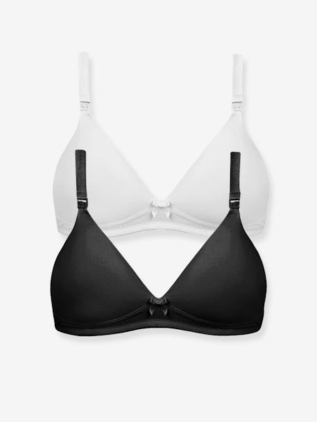 Pack of 2 Soft Padded Nursing Bras Black+White 