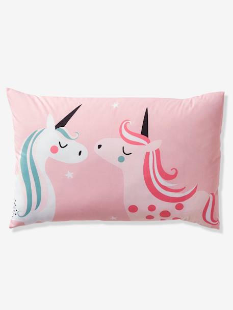 Girls' Duvet Cover + Pillowcase, Magic Unicorns Theme Light Blue 