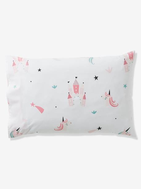 Girls' Duvet Cover + Pillowcase, Magic Unicorns Theme Light Blue 