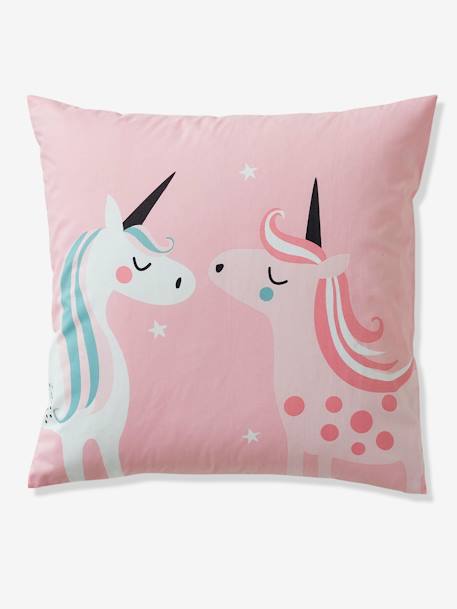 Girls' Duvet Cover + Pillowcase, Magic Unicorns Theme Light Blue 