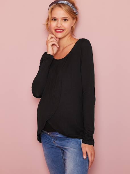 Maternity & Nursing Cross-Over T-Shirt Black 