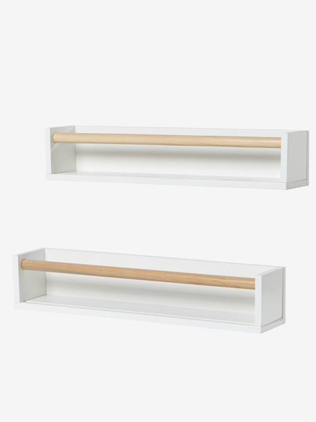 Set of 2 Book Shelves Green+Light Pink+Wood/White 