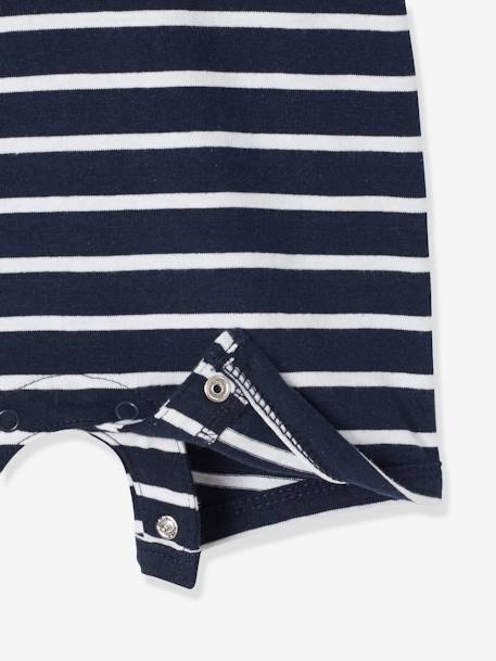 Baby Boys' Beach Playsuit with Polo Shirt Collar Dark Blue Stripes 