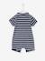 Baby Boys' Beach Playsuit with Polo Shirt Collar BROWN MEDIUM STRIPED+Dark Blue Stripes 