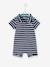 Baby Boys' Beach Playsuit with Polo Shirt Collar Dark Blue Stripes 