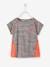 Short-Sleeved Sports T-Shirt for Girls, Star Motif Grey 