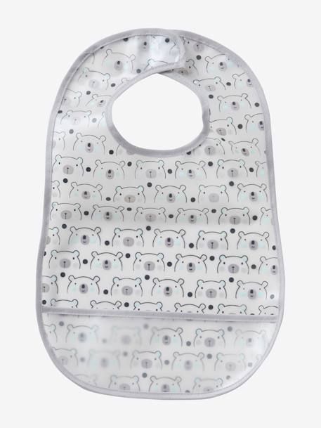 Pack of 3 Plastified Bibs with Crumbcatcher rosy+White 