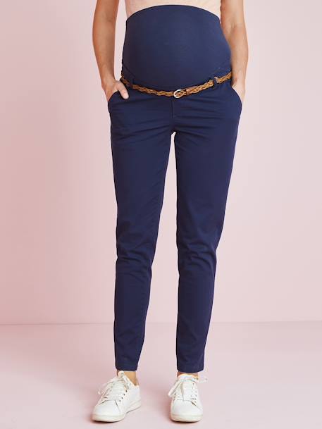 Maternity Chino Trousers, Inside Leg 32 cm Dark Blue 