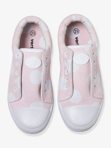 Elasticated Trainers in Canvas for Girls PINK MEDIUM SOLID WITH DESIG 