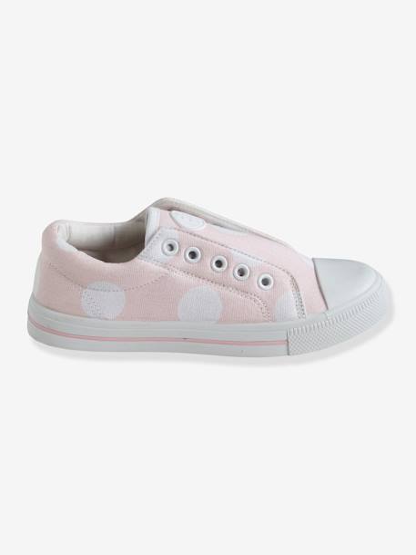 Elasticated Trainers in Canvas for Girls PINK MEDIUM SOLID WITH DESIG 