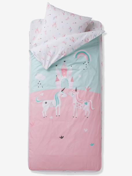 Ready-for-Bed Set without Duvet, Magic Unicorns Theme Light Pink 