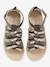 Girls Leather Sandals Black+Silver 