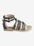 Girls Leather Sandals Black+Silver 