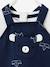 Newborn Baby Ensemble, Hat, Bodysuit and Dungarees Dark Blue/Print 