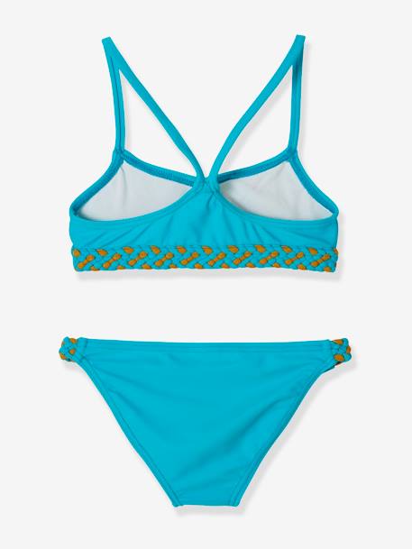 Bikini for Girls BLUE MEDIUM SOLID WITH DESIGN 