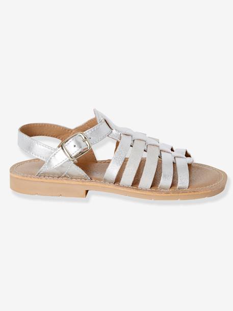 Leather Sandals for Girls Silver 