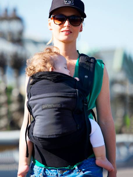 PhysioCarrier Baby Carrier + Booster Seat + Head Support Pack Bundle by JE PORTE MON BEBE Black 