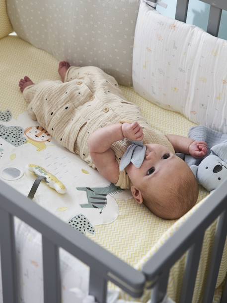 Set of 2 Covers for the Bottom of the Playpen, Jungle Colours Theme Light Blue+White/Print 