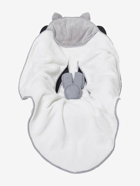 Throw with Hood for Babies, in Microfibre, Polar Fleece Lining Grey 