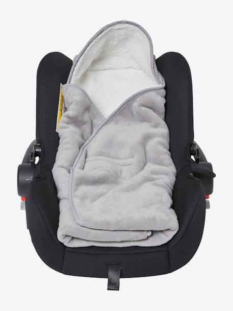 Throw with Hood for Babies, in Microfibre, Polar Fleece Lining Grey 