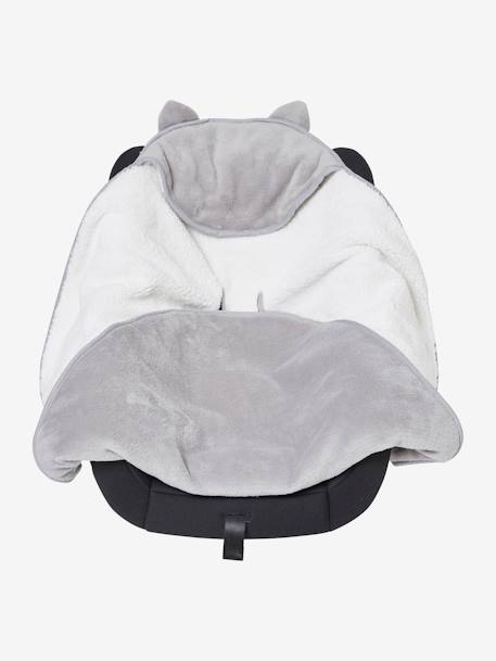 Throw with Hood for Babies, in Microfibre, Polar Fleece Lining Grey 