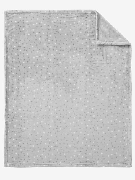 Star Printed Microfibre Blanket, Basics Dark Blue/Print+Light Grey/Print 