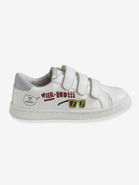 Trainers with Touch Fasteners, for Girls WHITE MEDIUM SOLID 