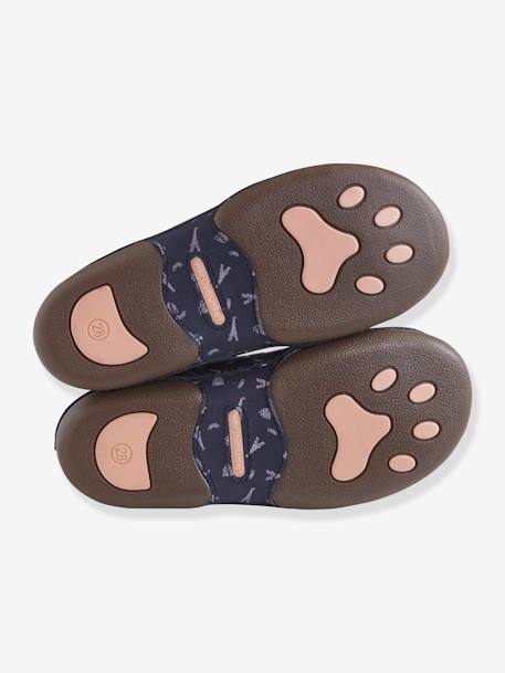 Elasticated Shoes in Printed Leather for Girls Dark Blue/Print 