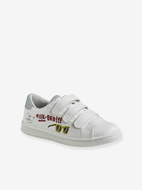 Trainers with Touch Fasteners, for Girls WHITE MEDIUM SOLID 