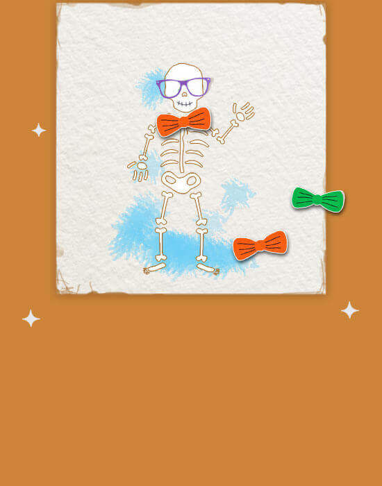 Pin the bowtie on the skeleton